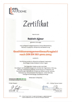 Zertifikat Ajjour Qualitätsmanagementbeauftragte(r)